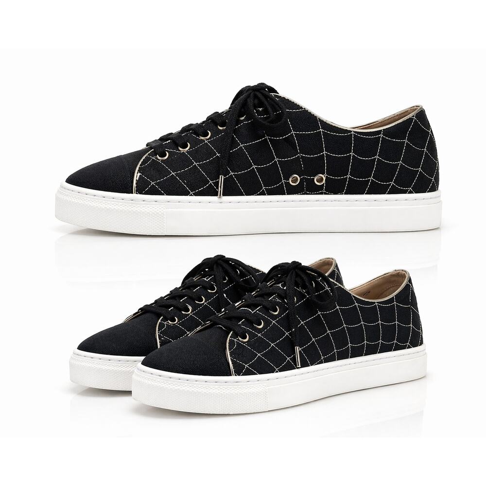 Charlotte Olympia Web Sneakers Black Canvas  EU 41 Made in Portugal NWOT